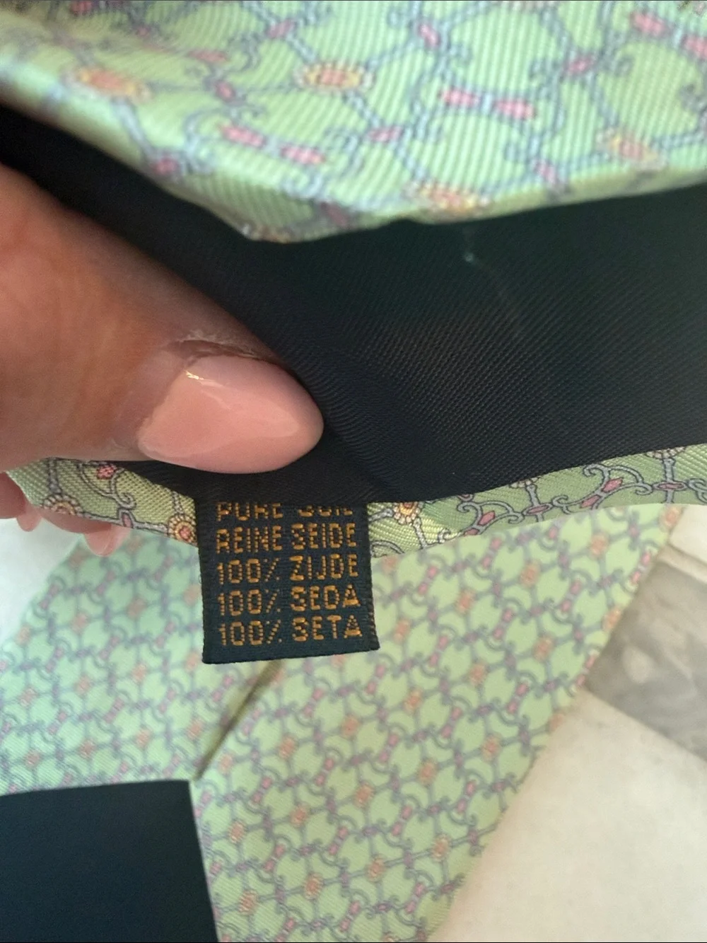 Men's Mint Green Patterned Silk Tie